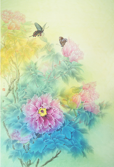 姚霁月作品4 工笔画《暗香蝶舞》54cmX84cm 2020年